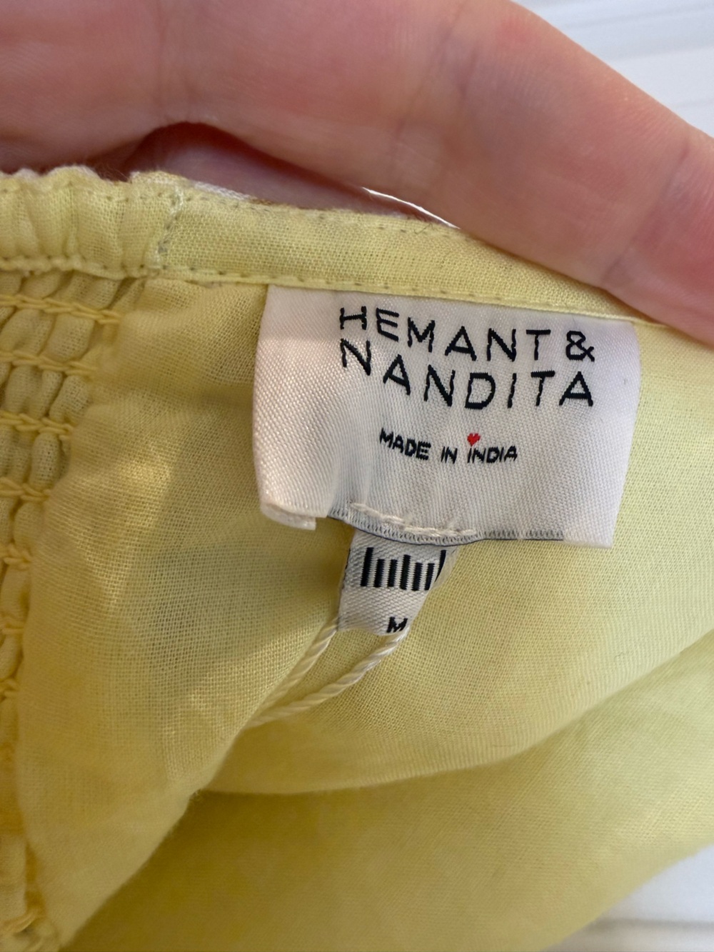 NWT HEMANT & NANDITA Fiza Tube Strapless Dress Yellow Linen Mini Medium - Picture 9 of 11